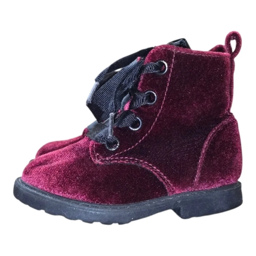 Cat & Jack Velvet Kids Boots - Deep Burgundy Toddler Sz 5